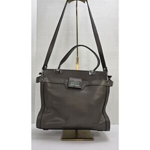 Gerard‎ Henon Gray Leather Handbag Satchel Shoulder Bag